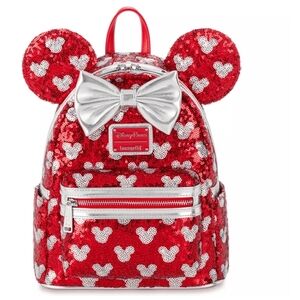 Loungefly Red and Silver Sequin Kids Backpack